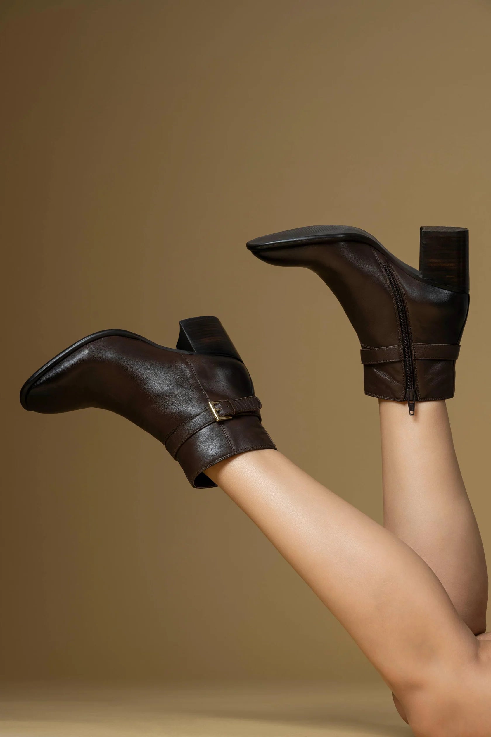 BOLD Premium Leather Ankle Block Heel Boots