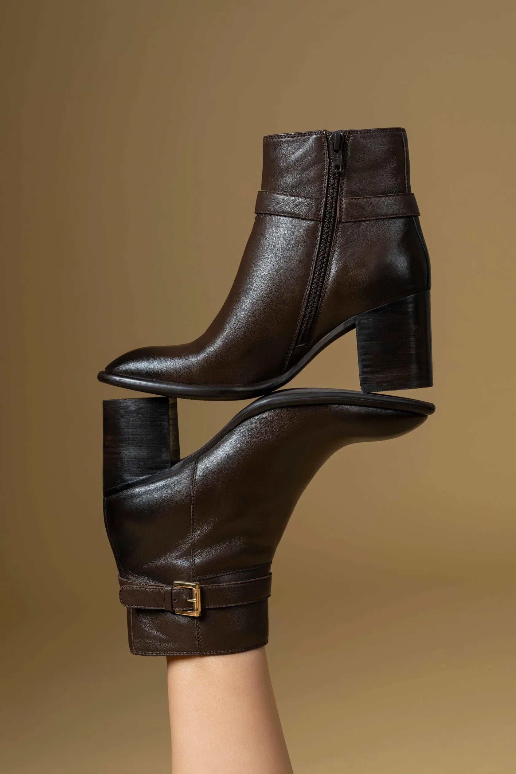 BOLD Premium Leather Ankle Block Heel Boots