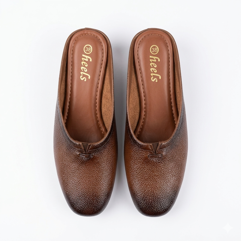 Cherie Leather Back Open Wedge Heel Mules