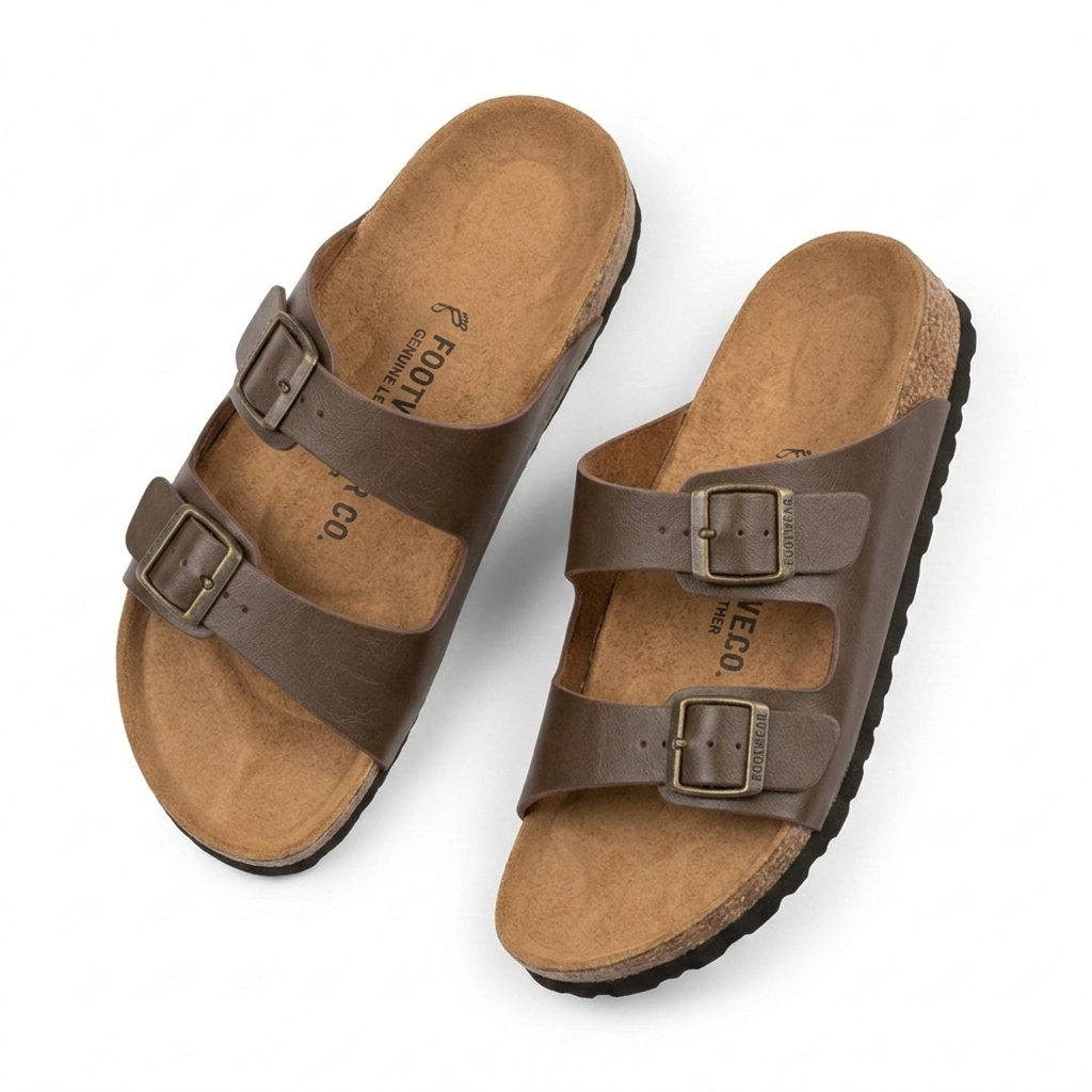 Brianna Double Strap Cork Summer Sliders - The Heels India