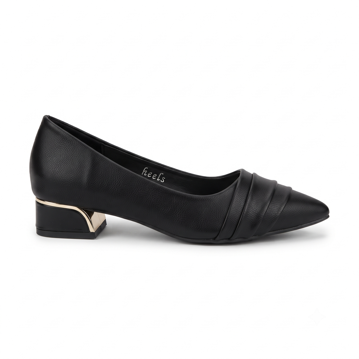 Hailey 2.0 Swirl Pointed Mid Heel Ballerinas in Black - The Heels India