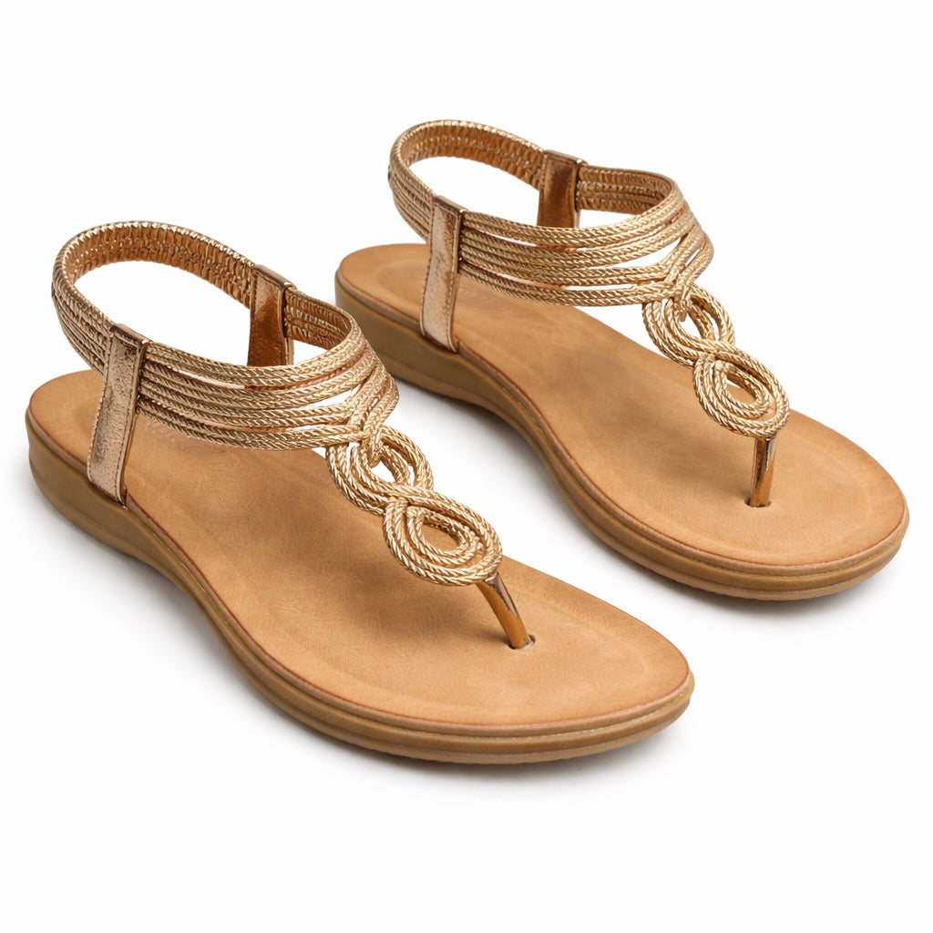 Frida Flat Back Elastic Crochet Sandals - The Heels India