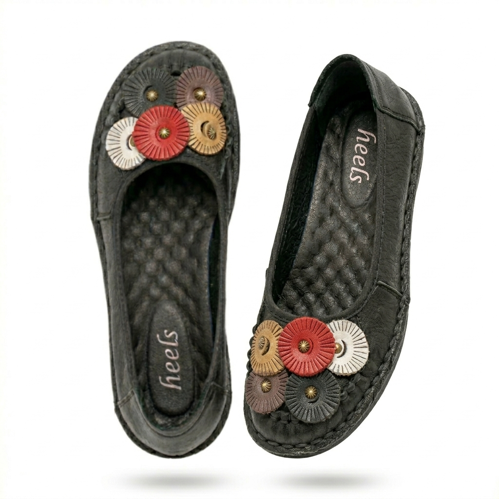 Teressa Premium Leather Comfort Flower Ballerinas - The Heels India