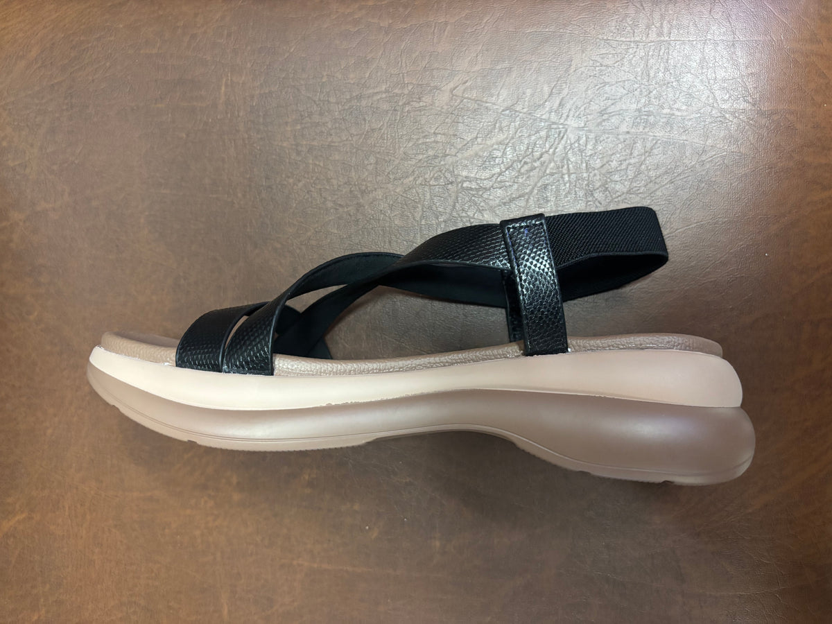 Frida Criss Cross Comfort Back Elastic Sandals