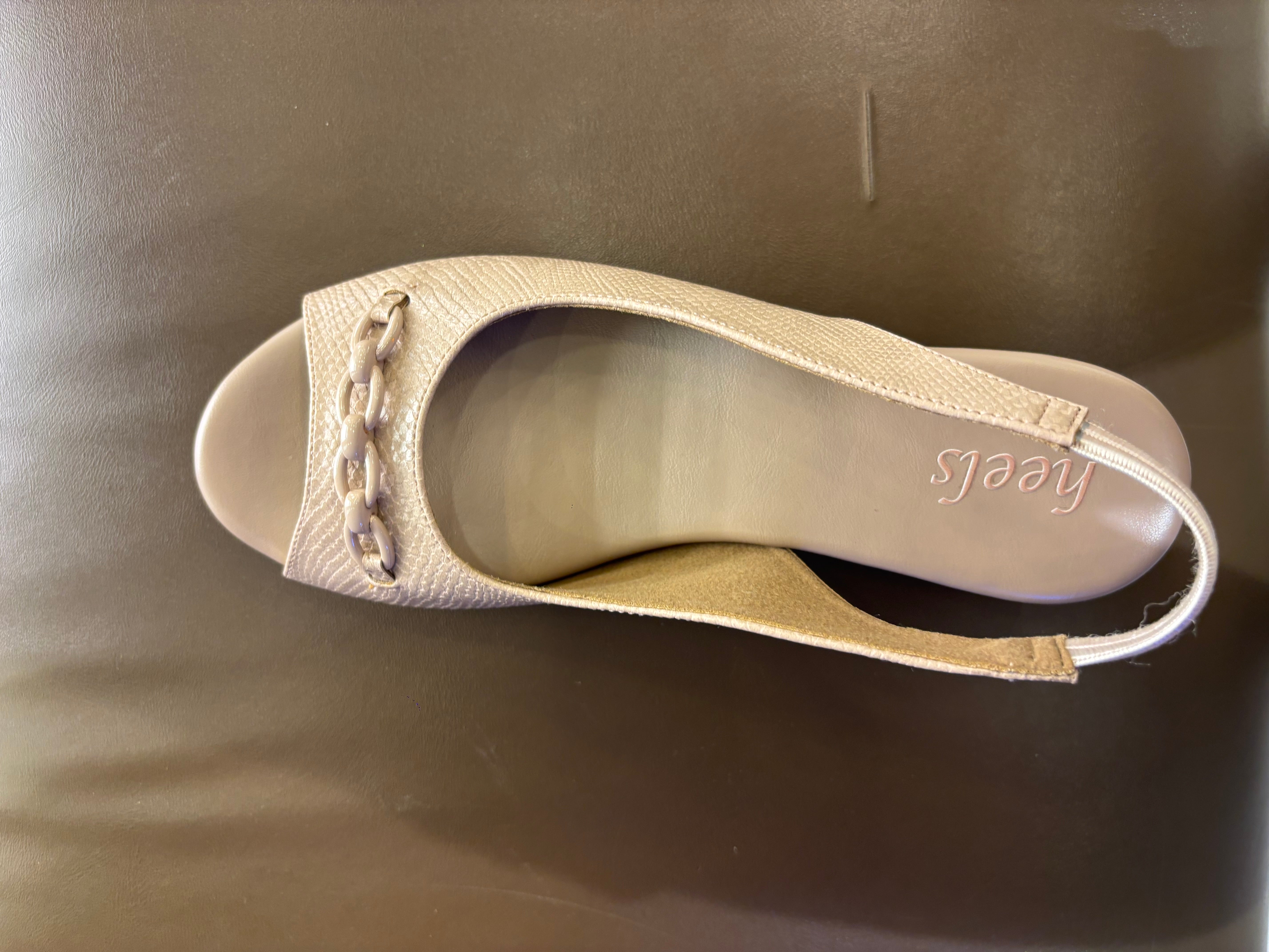 Serena Wedge Back Elastic Peep Toe Sandal