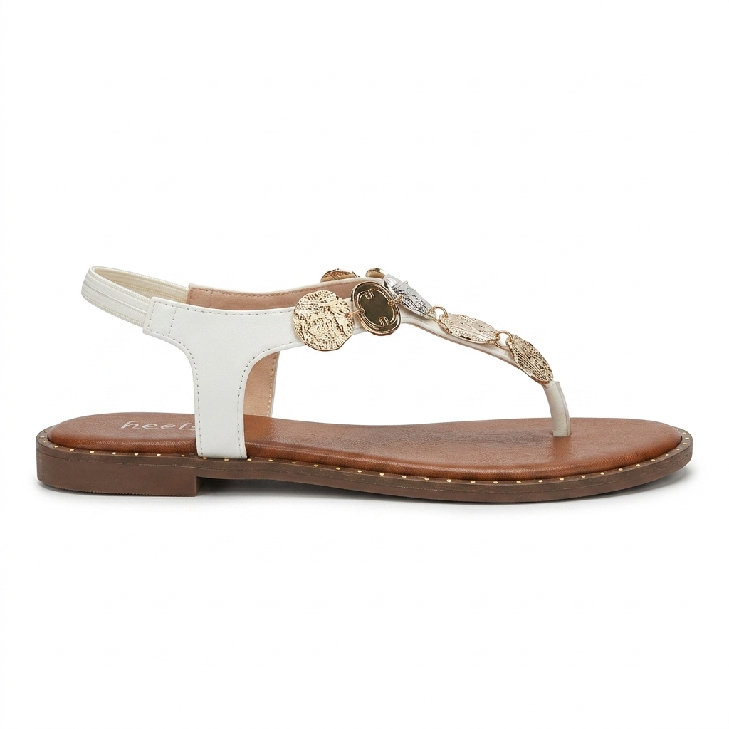 Reba Cushioned Comfort Back Elastic Coin Sandals