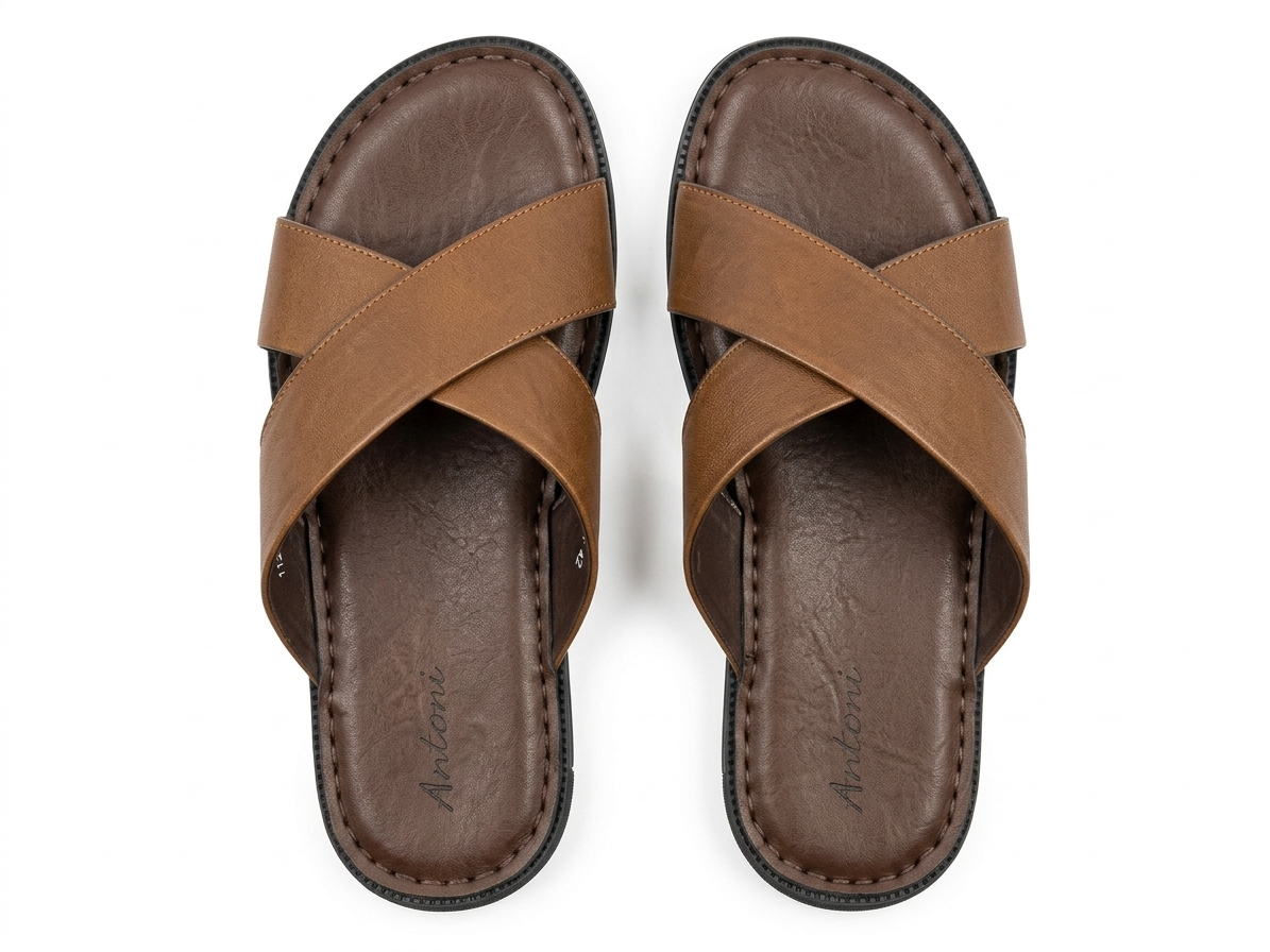 Erling Premium Leather Double Strap Cross Slippers