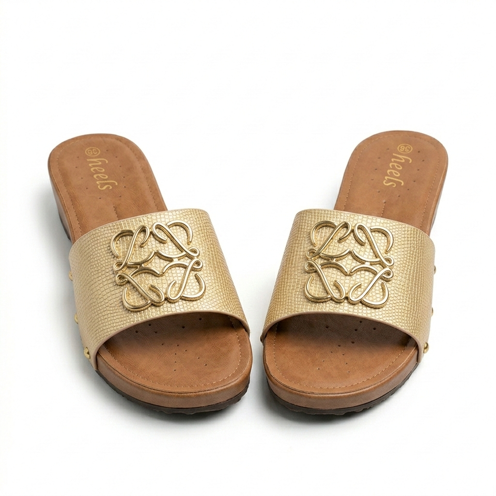 Bella Cushioned Peep Toe Wedge Heel Sliders