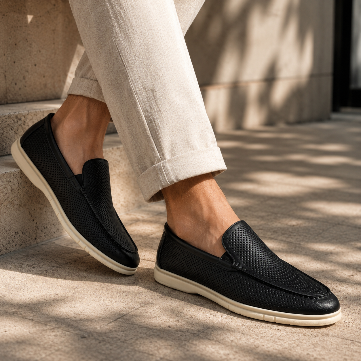 Jude Premium Perforated Leather Slip-On Loafers