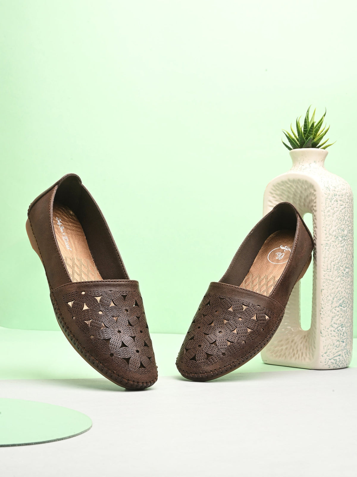 Milla Perforated Cushioned Leather Ballerinas