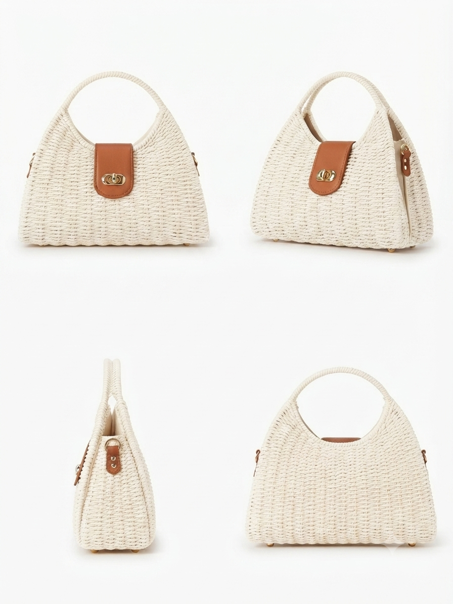 Top Handle Boho Straw Sling Bags