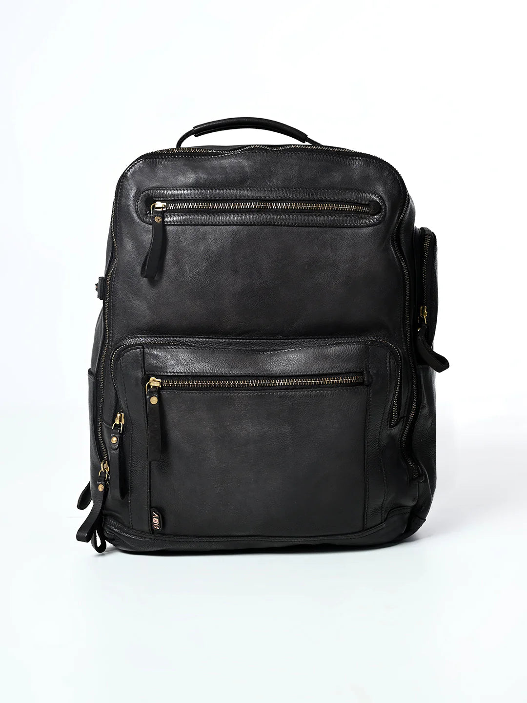 black leather backpack india Aristo : Real Leather Black Backpack