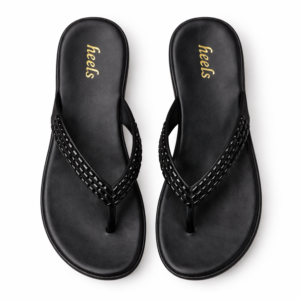 Ezra Comfort V Strap Embellished Wedge Slippers - The Heels India