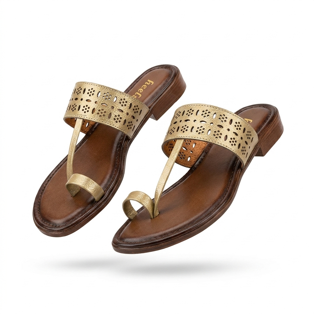 Doris Leather Thumb Kohlapuri Slippers