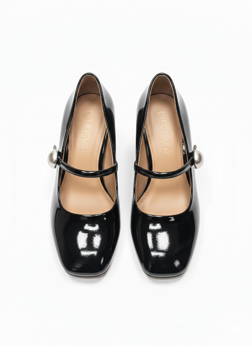 Emma Premium Patent Leather Mary Jane Block Heels