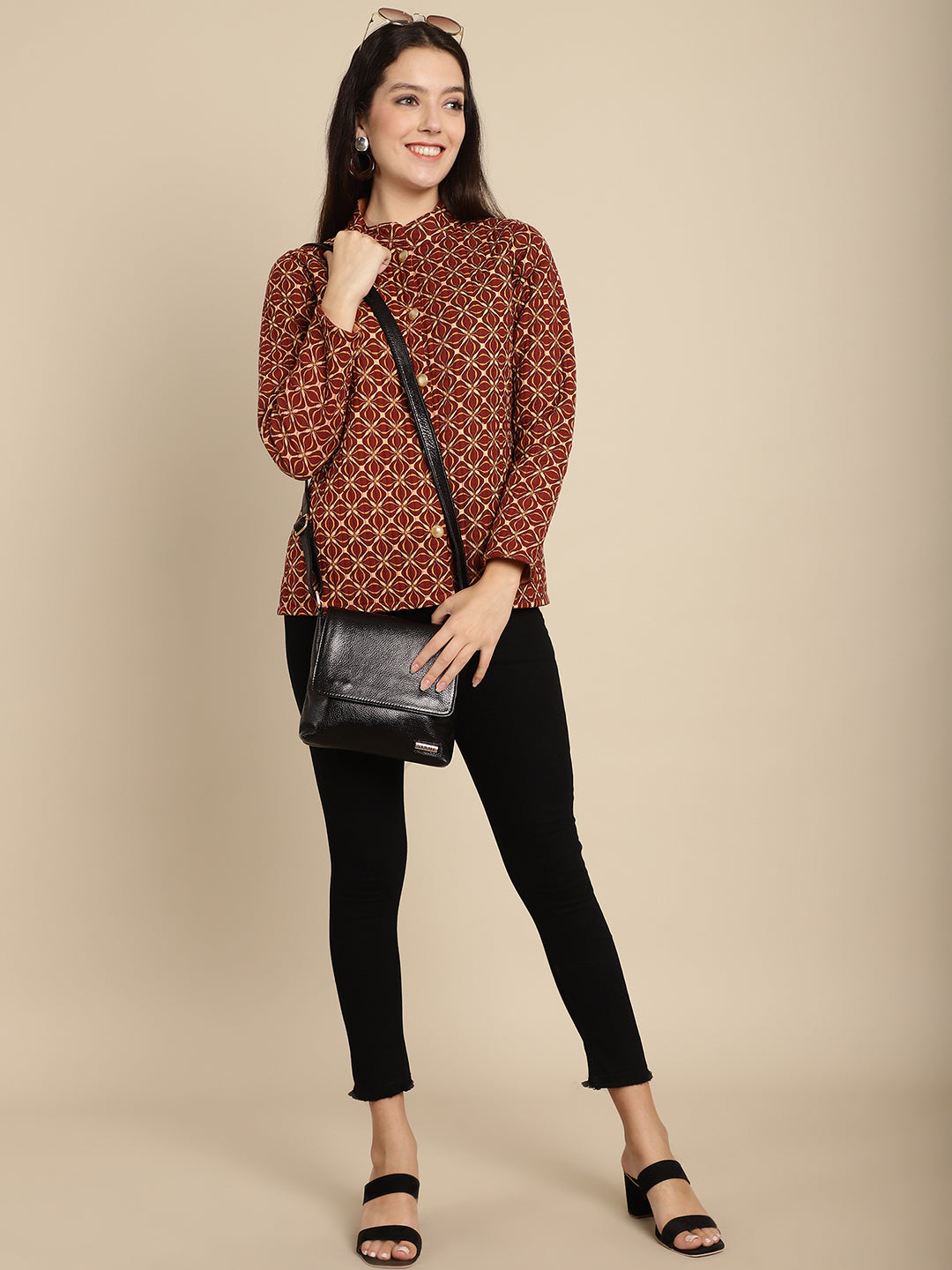 Black Leather Crossbody Bag for women CBB1800 - The Heels India