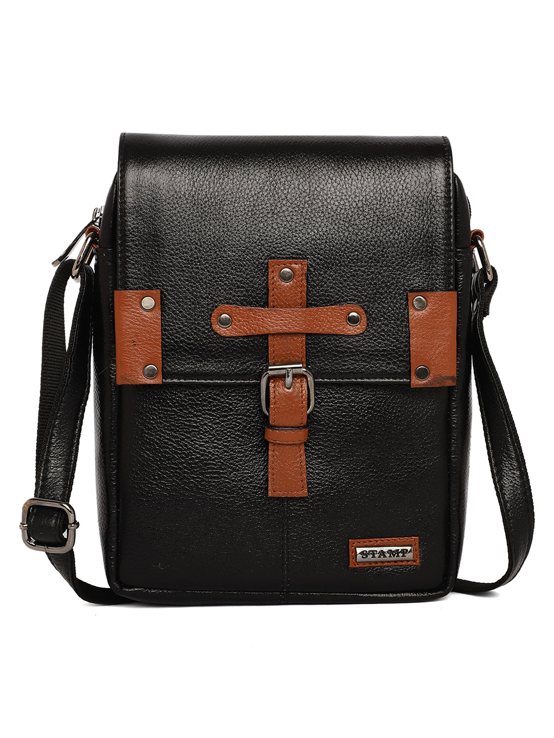 Black Leather Crossbody Bag CBB2200 - The Heels India