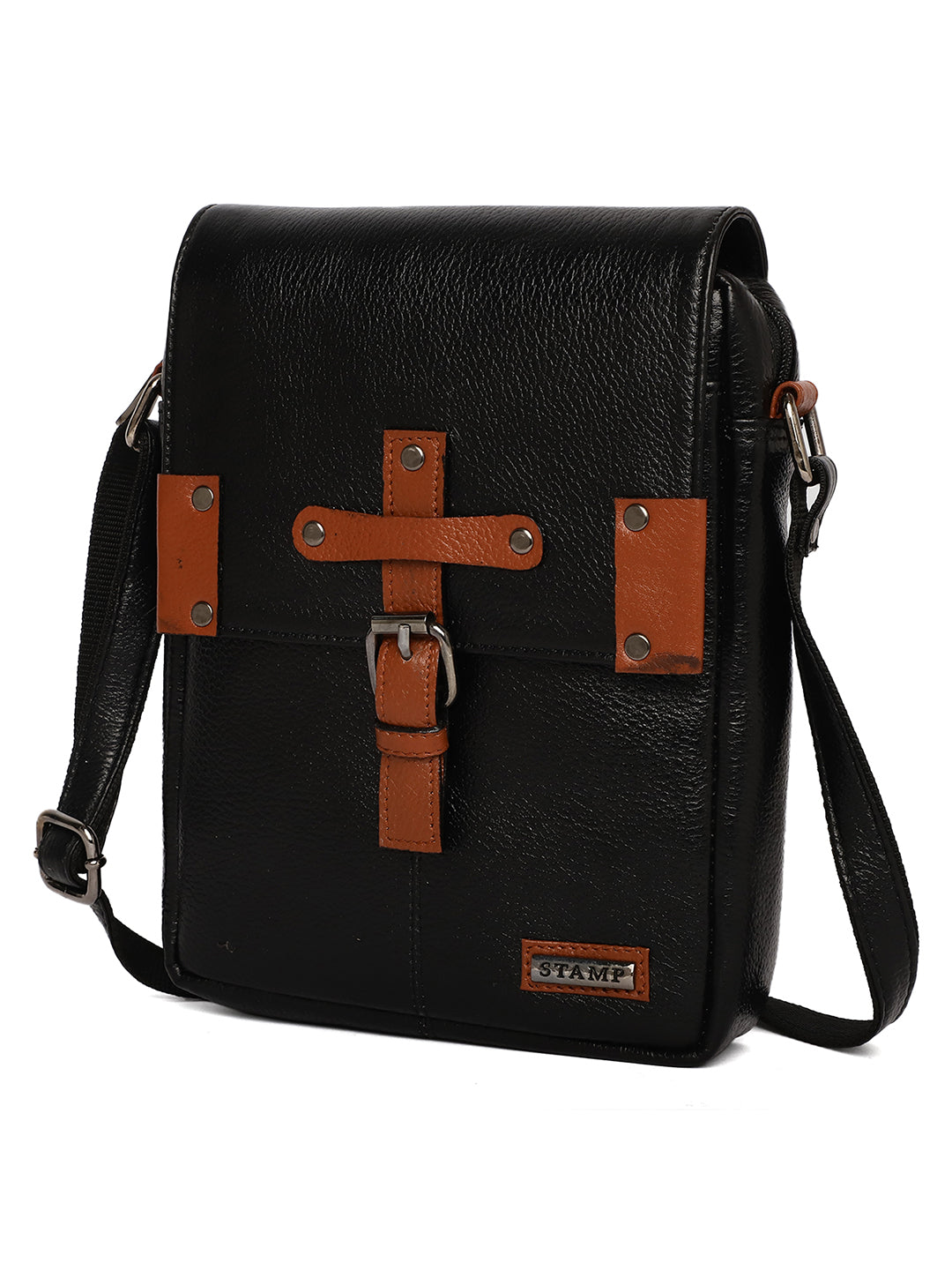 Black Leather Crossbody Bag CBB2200 - The Heels India