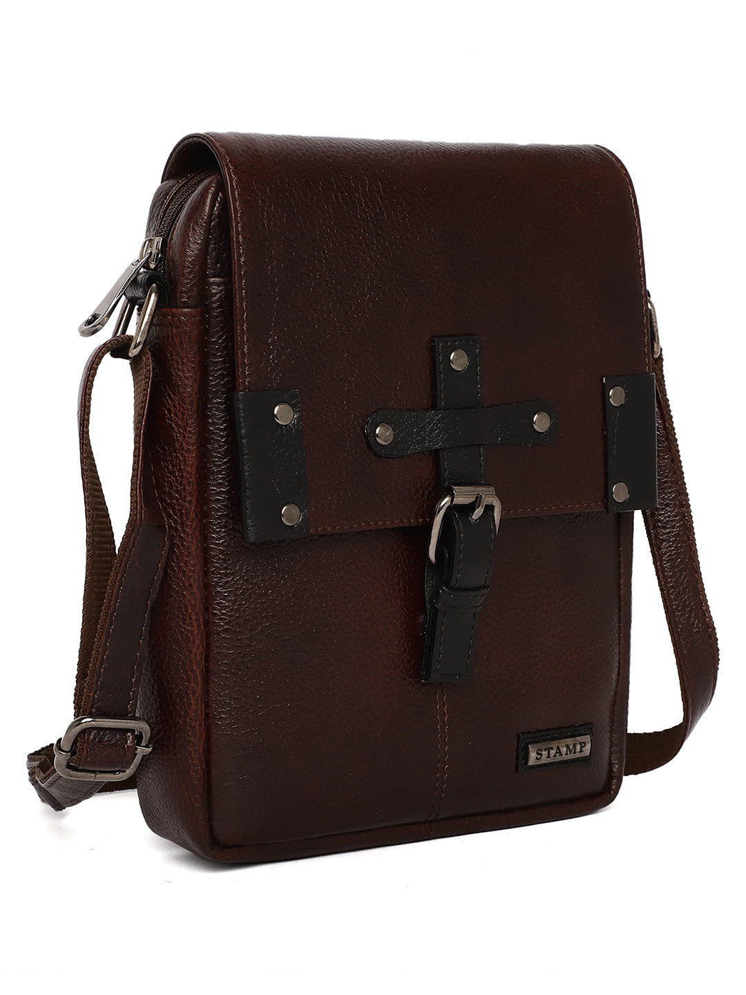 Brown Leather Crossbody Bag CBB2200 - The Heels India