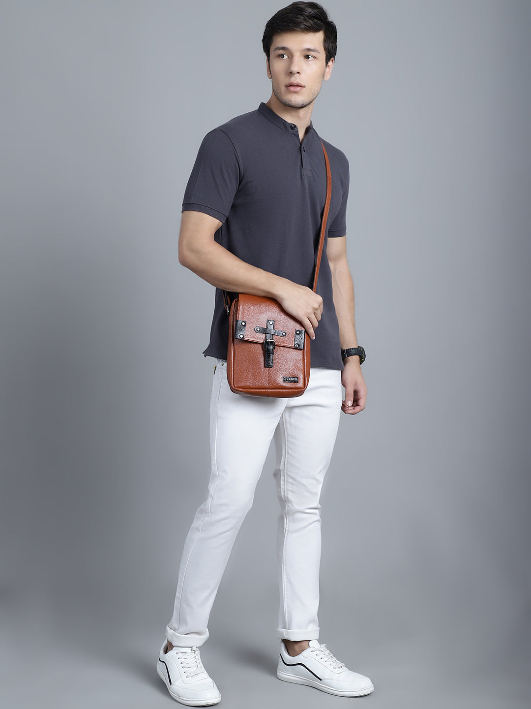 Tan Leather Crossbody Bag CBB2200 - The Heels India