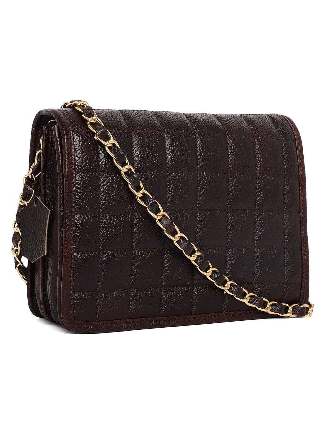 Leather Brown Cross Body Bag for women CBB2700 - The Heels India