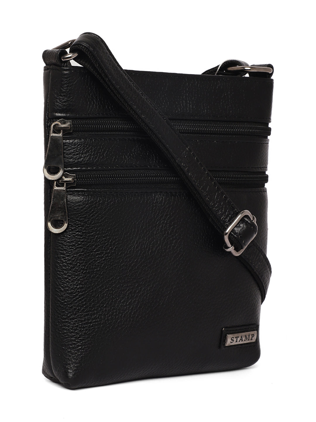Leather Black Cross Body Bag CBB2800 - The Heels India