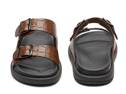 Lacroix Premium Leather Double Strap Sliders