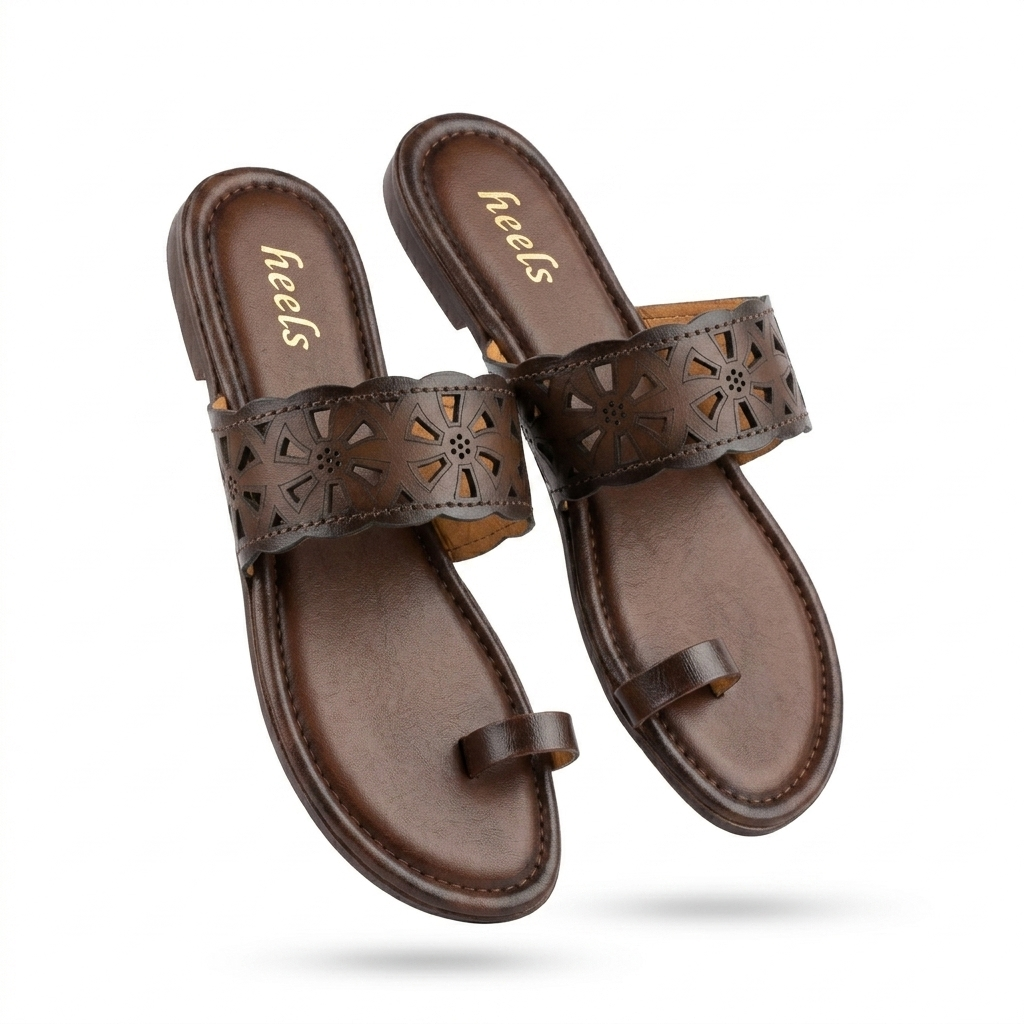 Brianna Leather Perforated Thumb Kohlapuri Slippers