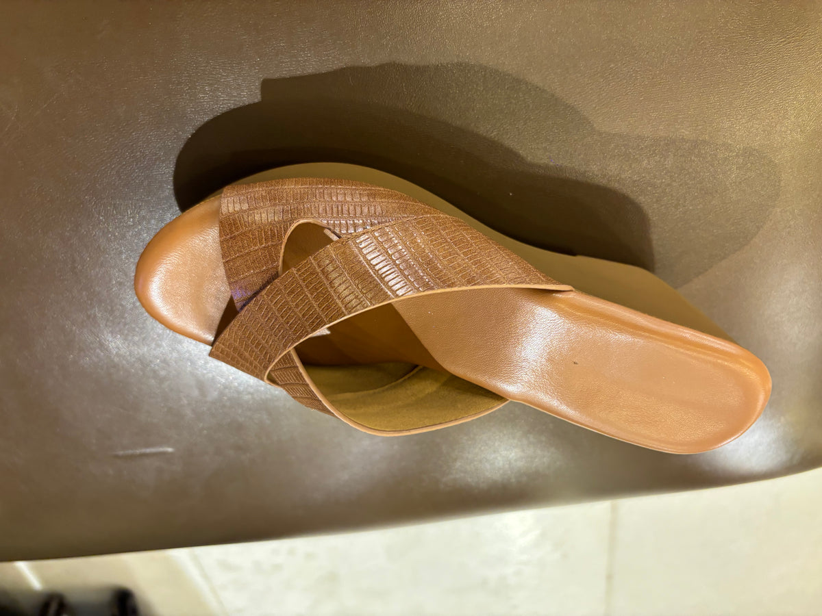 Anne Wedge Platform Peep Toe Heels in Tan - The Heels India