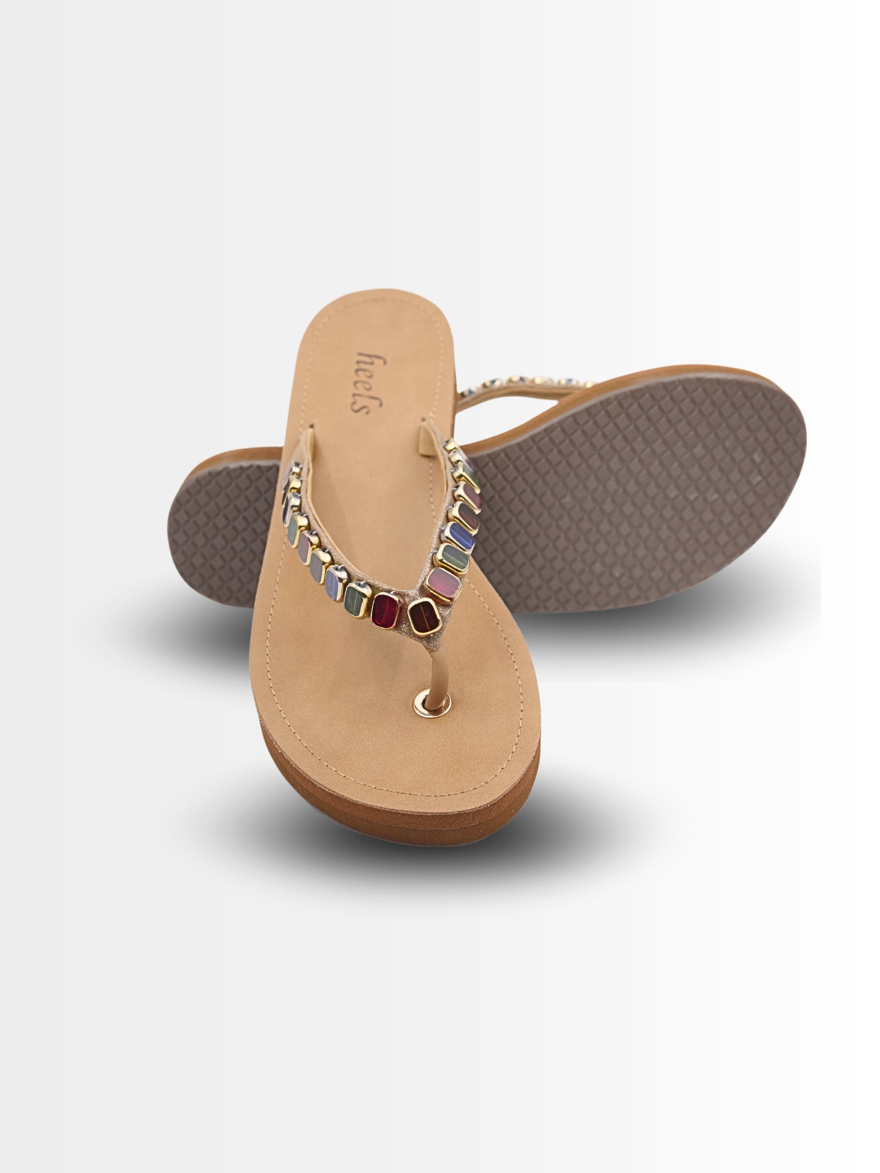 Novelli Cushioned Beads V Strap Slippers