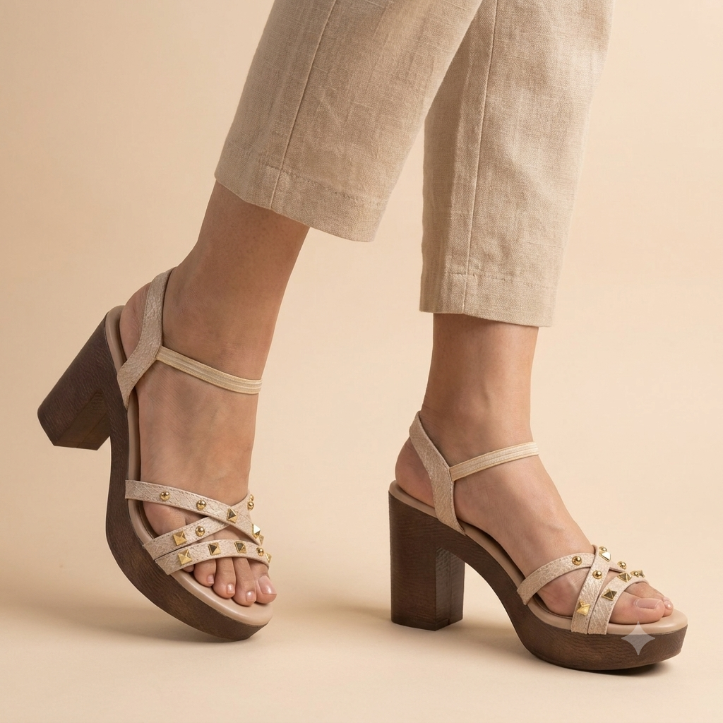 Aurelia Snake Texture Platform Block Heel Sandal