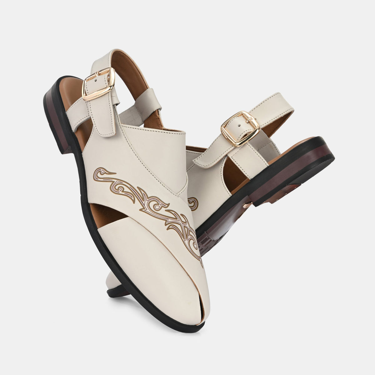 Noble Hand Painted Leather Peshawari Sandals