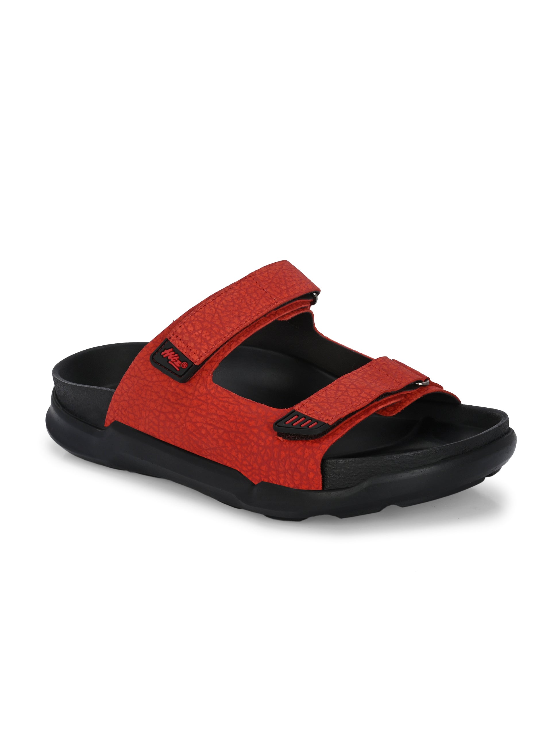 Harisson Red Leather Velcro Sliders