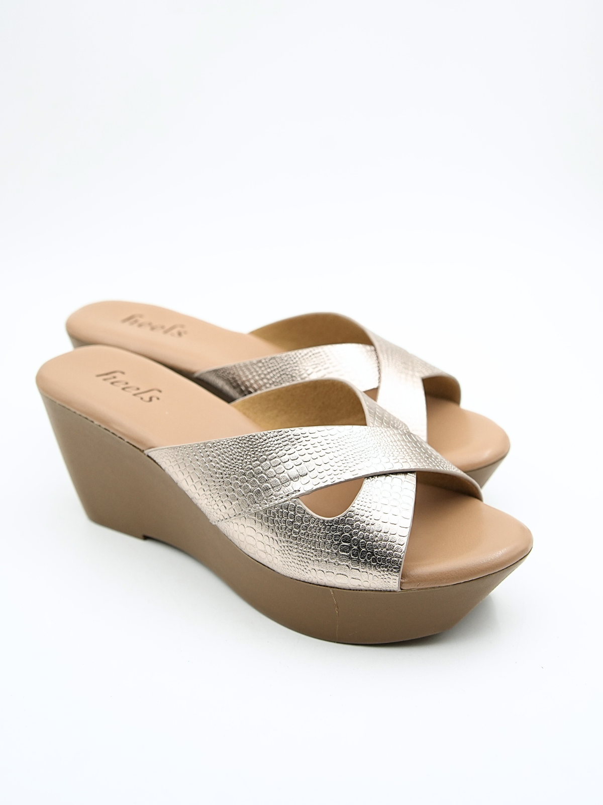 lightweight cross peep toe Wedge heels