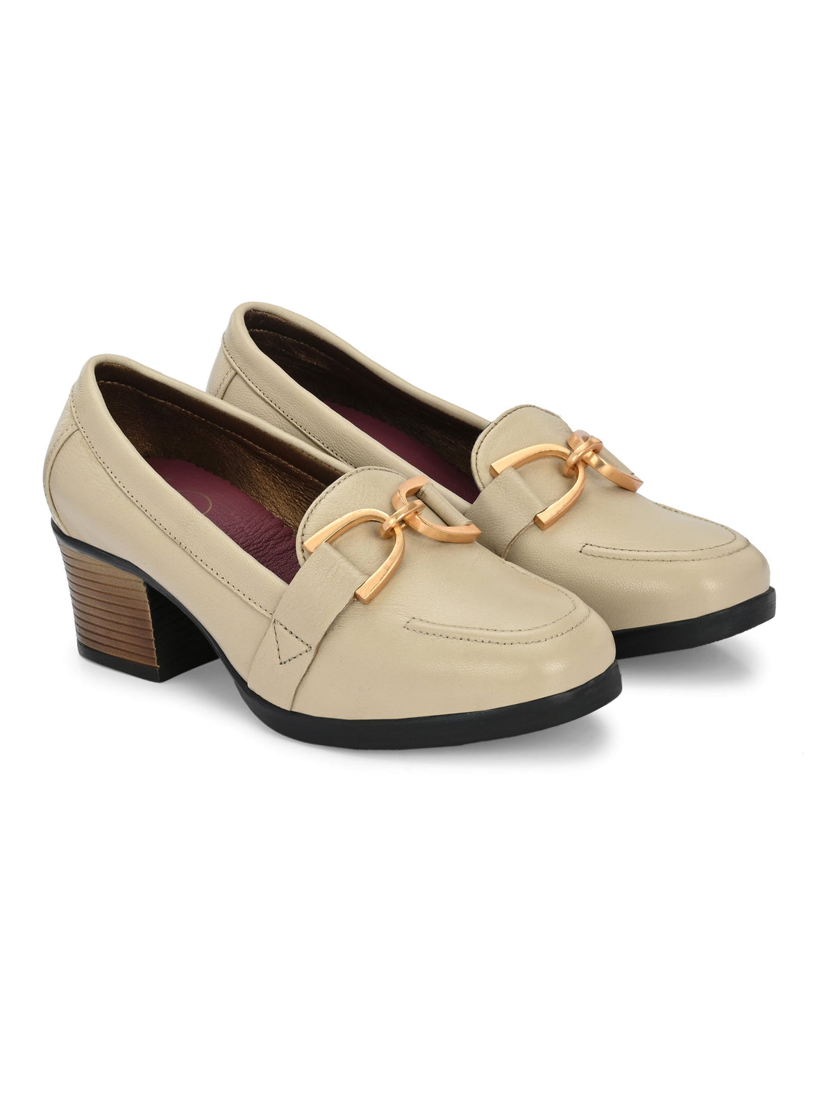 Kelly Leather Buckle Block Heels - The Heels India