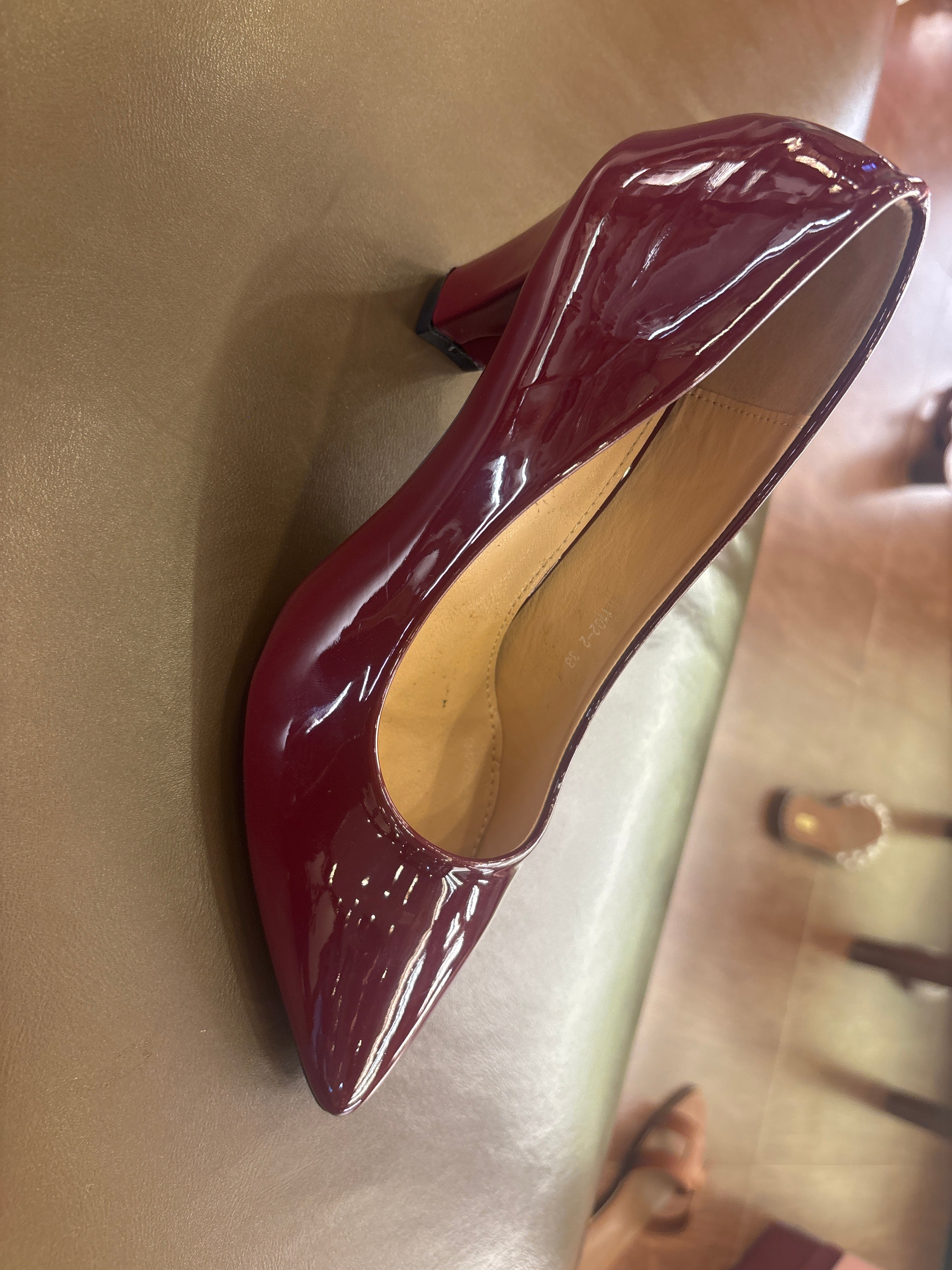 Nuvina Patent Block Heel Stilettoes