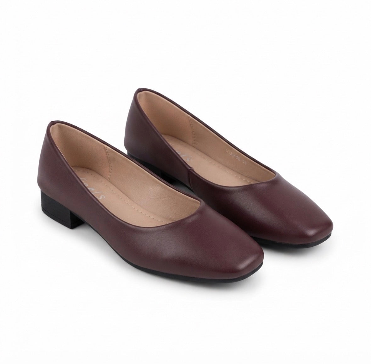 Chloe 2.0 Plain Mid Heel Ballerinas in Brown - The Heels India