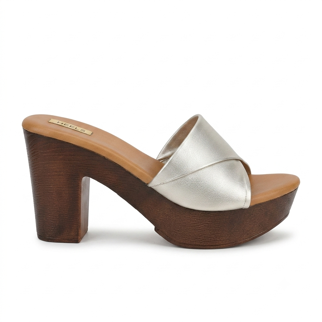 Kim Platform Peep Toe Block Heels Gold - The Heels India