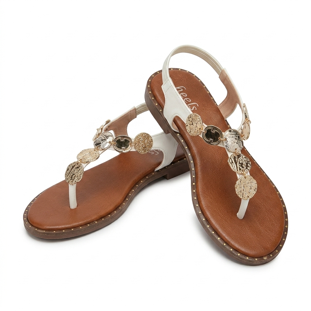 Reba Cushioned Comfort Back Elastic Coin Sandals