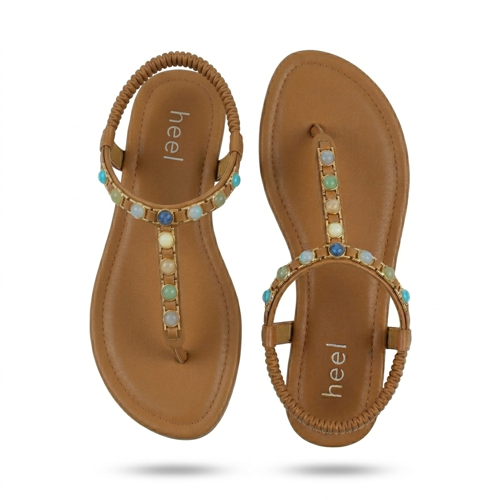 Crimson Embellished Flat Sandals - The Heels India