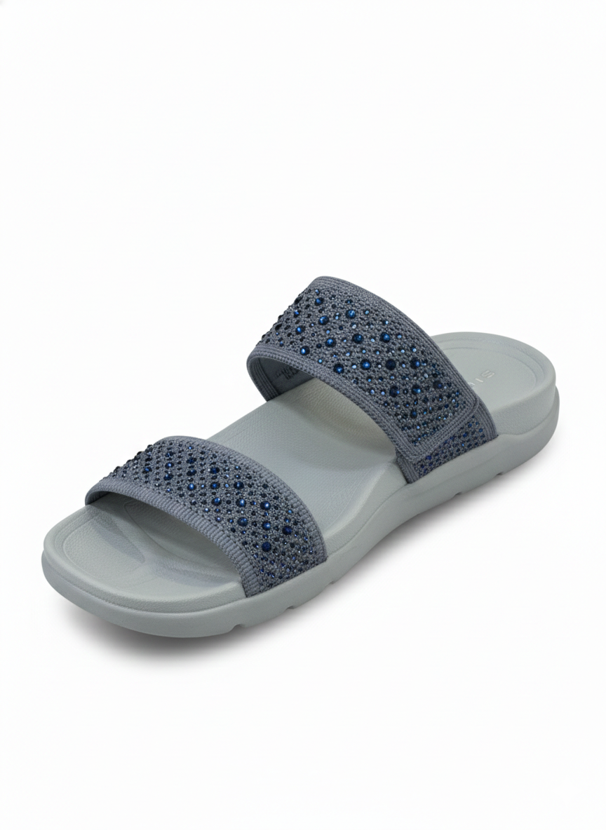 Sienna Cushioned Velcro Double Strap Sliders - The Heels India