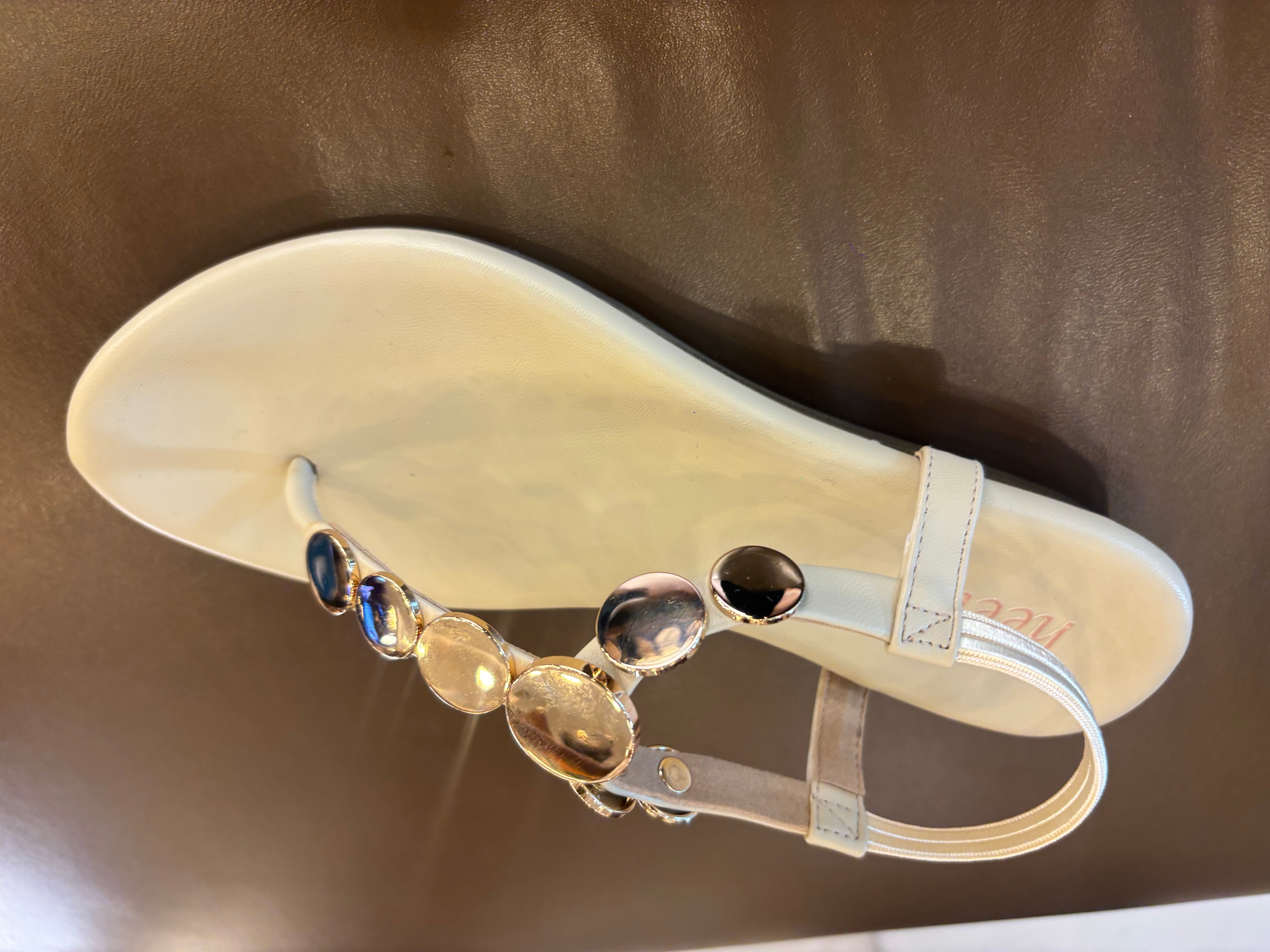 Erica Metallic Sphere Back Elastic Wedge Sandals