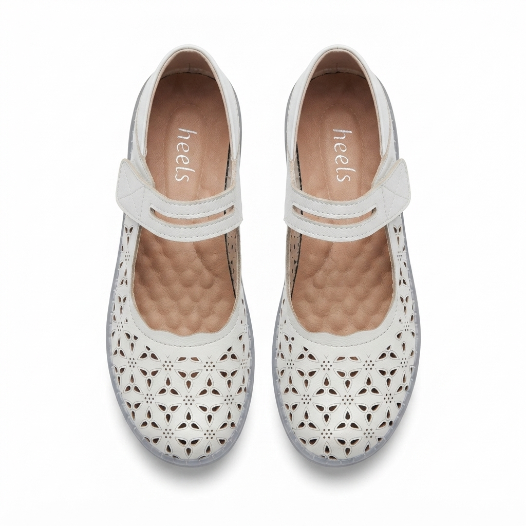 Crimson Leather Velcro Strap Perforated Cushioned Loafers