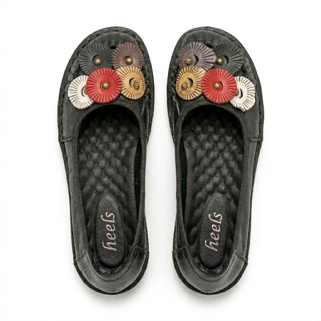 Teressa Premium Leather Comfort Flower Ballerinas - The Heels India