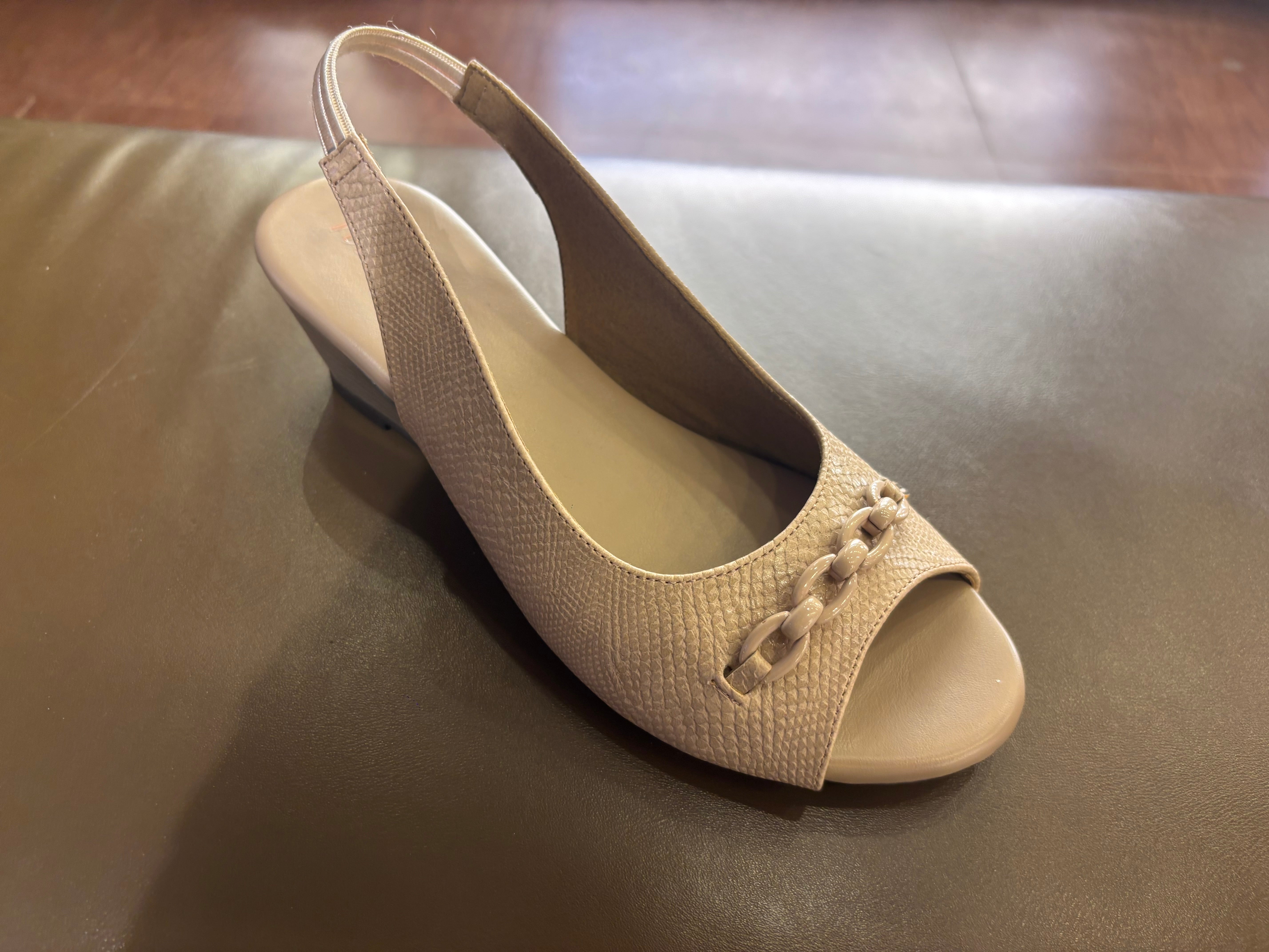 Serena Wedge Back Elastic Peep Toe Sandal