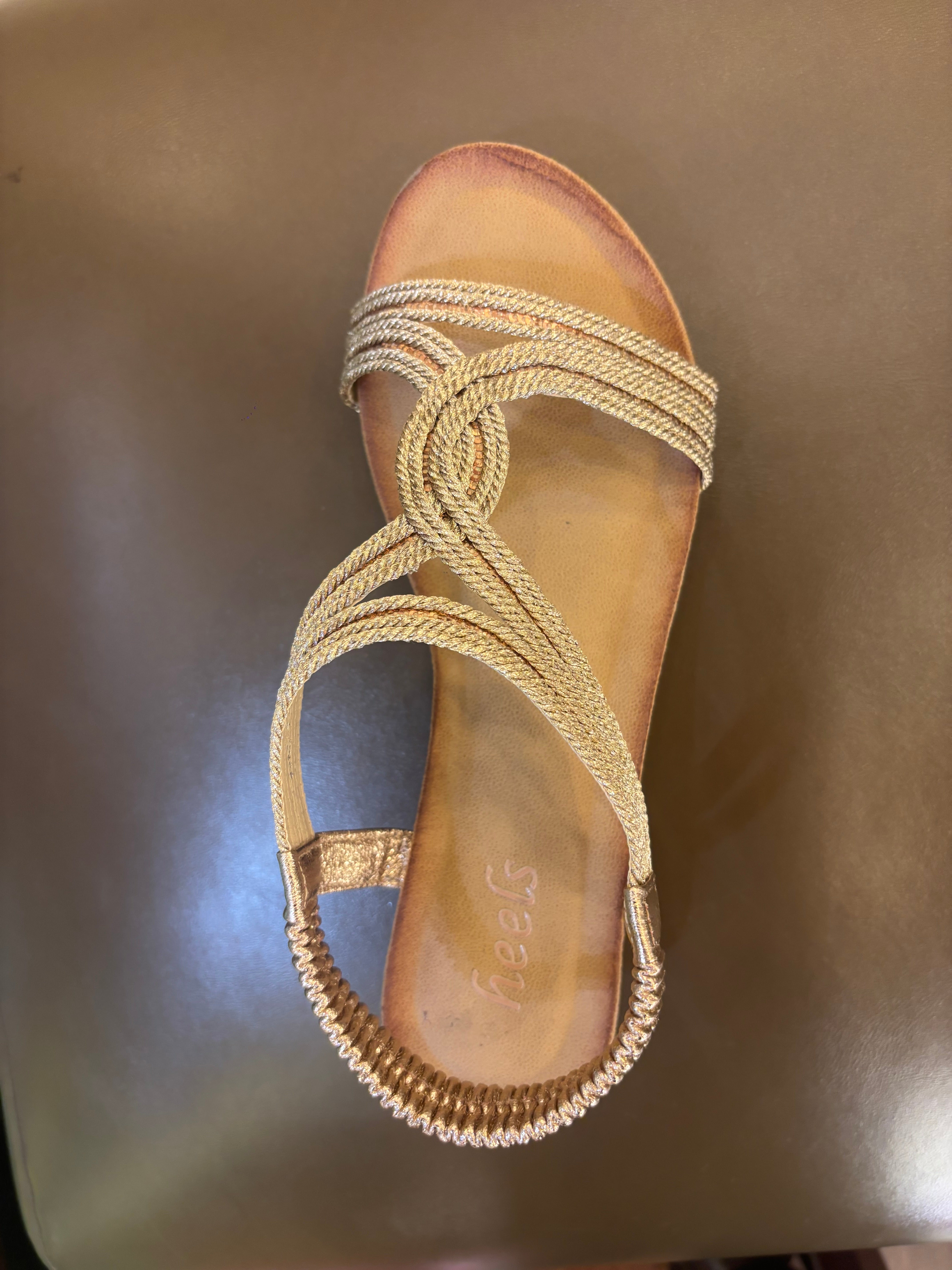 Cynthia Wedge Back Elastic Crochet Sandals