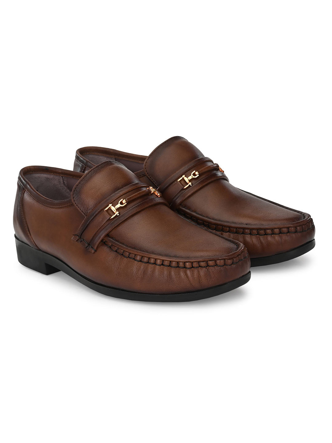Felix Buckle Leather Cushion Loafers - The Heels India