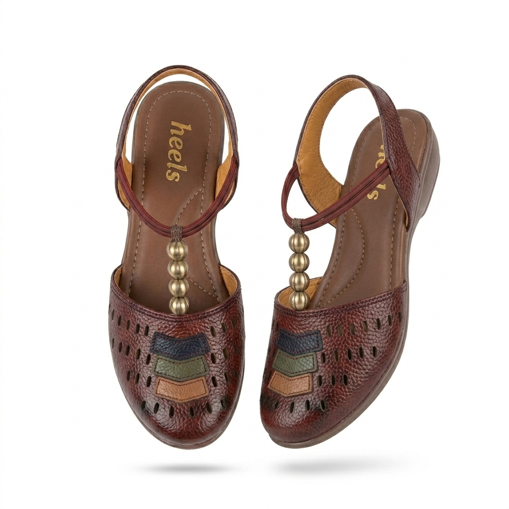 Nida Ethnic Leather Elastic Sandals