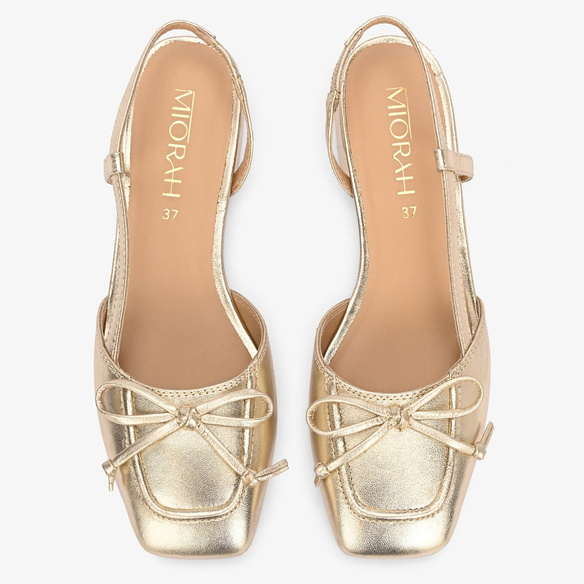 LUSTRE Metallic Leather Sling Back Mid Heels