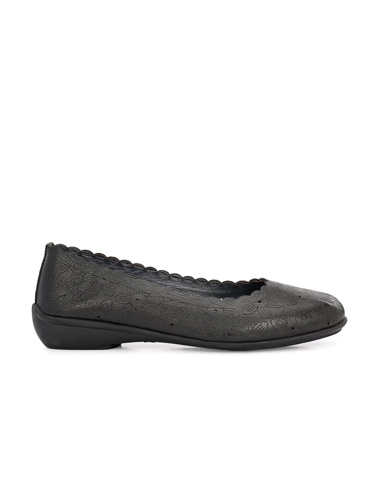 Giva Perforated Cushioned Leather Ballerinas